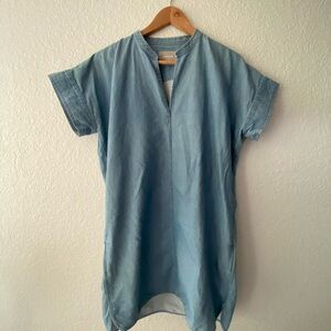 Everlane chambray denim Short Sleeve coccoon casual dress with pockets size 6